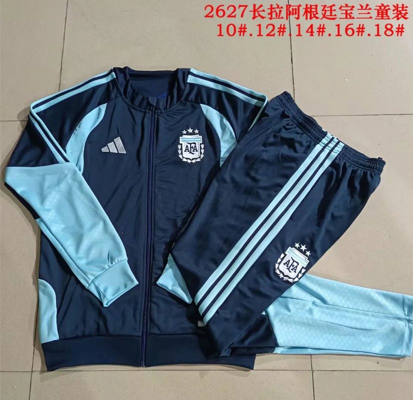 Kids Argentina 25/26 Tracksuit - Navy Blue/Sky Blue